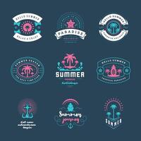 Summer holidays labels and badges retro typography design set. vector