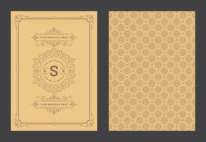 Vintage ornament greeting card calligraphic ornate swirls and vignettes frame design template vector