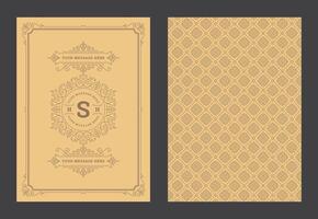 Vintage ornament greeting card calligraphic ornate swirls and vignettes frame design template vector