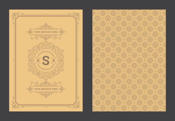 Vintage ornament greeting card calligraphic ornate swirls and vignettes frame design template
