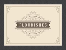 Vintage ornament greeting card calligraphic ornate swirls and vignettes frame design template vector