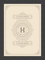 Vintage ornament greeting card calligraphic ornate swirls and vignettes frame design template vector