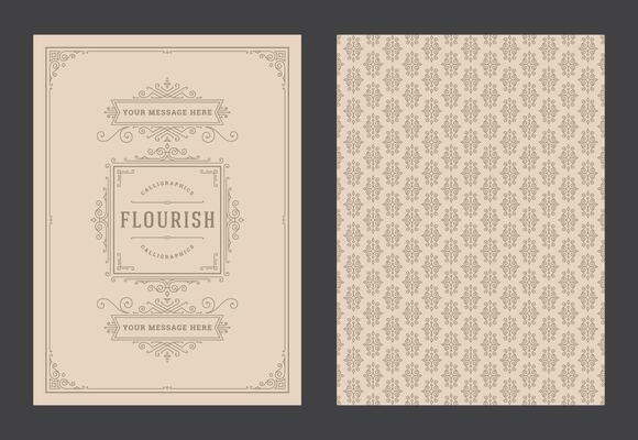 Vintage ornament greeting card calligraphic ornate swirls and vignettes frame design template