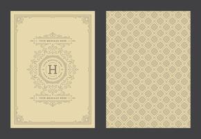 Vintage ornament greeting card calligraphic ornate swirls and vignettes frame design template vector