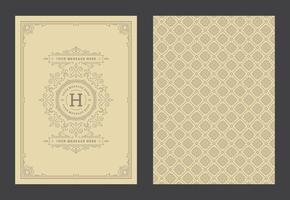 Vintage ornament greeting card calligraphic ornate swirls and vignettes frame design template vector