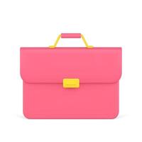 Bright briefcase with handle for carrying and golden clasp 3d icon illustration vector