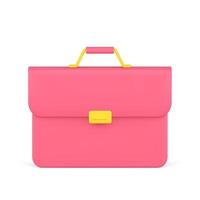 Bright briefcase with handle for carrying and golden clasp 3d icon illustration vector