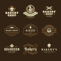 Bakery logos and badges design templates set illustration. vector