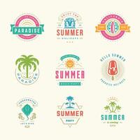 Summer holidays labels and badges retro typography design set. vector