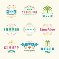 Summer holidays labels and badges retro typography design set. vector