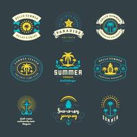 Summer holidays labels and badges retro typography design set. vector