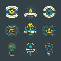 Summer holidays labels and badges retro typography design set. vector