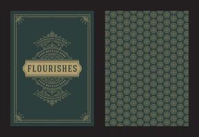 Vintage ornament greeting card calligraphic ornate swirls and vignettes frame design template vector