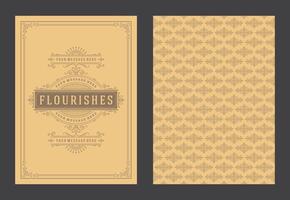 Vintage ornament greeting card calligraphic ornate swirls and vignettes frame design template vector
