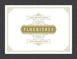 Vintage ornament greeting card calligraphic ornate swirls and vignettes frame design template vector