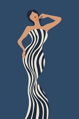 Contemporary Striped Women Art Illustration Background