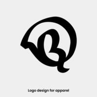 monogram letter QR logo design. letter RQ logo for apparel brands. Q logo design for Apparel brand. letter QR or RQ logo design apparel. vector
