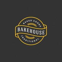 Bakery badge or label retro illustration. Ear wheat silhouette for bakehouse. vector