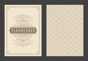 Vintage ornament greeting card calligraphic ornate swirls and vignettes frame design template vector