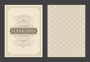 Vintage ornament greeting card calligraphic ornate swirls and vignettes frame design template vector