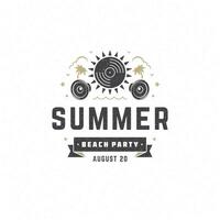 Summer beach party label or badge typography slogan design vector