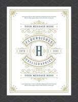 Vintage ornament greeting card calligraphic ornate swirls and vignettes frame design template vector