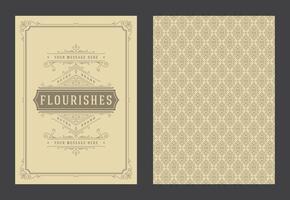 Vintage ornament greeting card calligraphic ornate swirls and vignettes frame design template vector