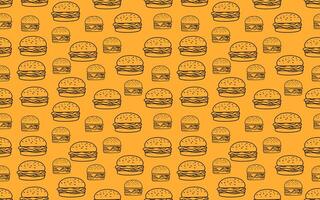 doodle burger pattern background. doodle fast food burger seamless pattern background. seamless pattern of burger in doodle style. Seamless Pattern of a Cheese Burger or Hamburger. hamburger pattern. vector