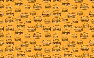 doodle burger pattern background. doodle fast food burger seamless pattern background. seamless pattern of burger in doodle style. Seamless Pattern of a Cheese Burger or Hamburger. hamburger pattern. vector