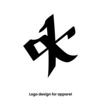 monograma letra k logo diseño. letra k logo para vestir marcas k logo diseño para vestir marca. letra k vestir logo diseño modelo. vector