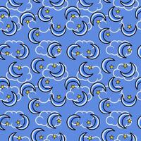 seamless pattern with clouds, moon with stars pattern background. night sky pattern background. vector