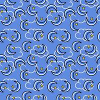 seamless pattern with clouds, moon with stars pattern background. night sky pattern background. vector