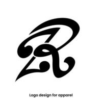 monogram letter ZR logo design. letter ZR logo for apparel brands. ZR or RZ logo design for Apparel brand. letter ZR apparel logo design template. vector