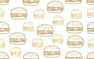 doodle burger pattern background. doodle fast food burger seamless pattern background. seamless pattern of burger in doodle style. Seamless Pattern of a Cheese Burger or Hamburger. hamburger pattern. vector