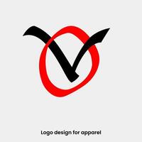 monogram letter OV logo design. letter VO logo for apparel brands. OV logo design for Apparel brand. letter VO apparel logo design template. vector