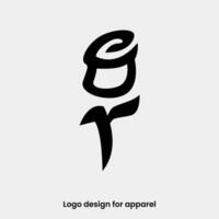 letter R and rose logo design. rose tribal logo for apparel brands. rose and letter r logo design for Apparel brand. Rose apparel logo design template. vector