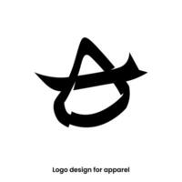 monogram letter AO logo design. letter OA logo for apparel brands. AO logo design for Apparel brand. letter OA apparel logo design template. vector