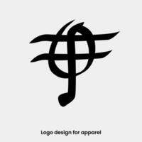 monogram letter OF logo design. OF or FO logo for apparel brands. FO logo design for Apparel brand. letter OF apparel logo design template. vector