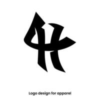 monogram letter H logo design. letter H logo for apparel brands. H logo design for Apparel brand. letter H apparel logo design template. vector