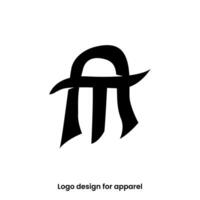 monogram letter AT logo design. letter AT logo for apparel brands. TA or AT logo design for Apparel brand. letter TA apparel logo design template. vector