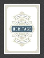 Vintage ornament greeting card calligraphic ornate swirls and vignettes frame design template vector