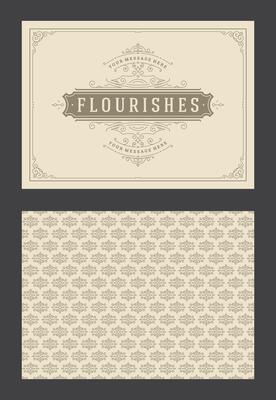 Vintage ornament greeting card calligraphic ornate swirls and vignettes frame design template