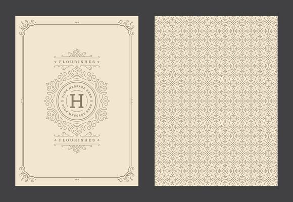 Vintage ornament greeting card calligraphic ornate swirls and vignettes frame design template