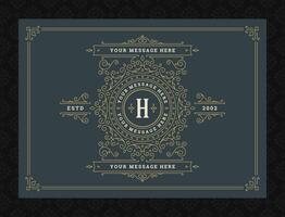 Vintage ornament greeting card calligraphic ornate swirls and vignettes frame design template vector