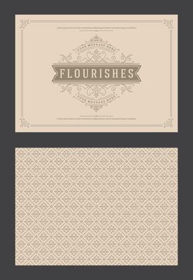 Vintage ornament greeting card calligraphic ornate swirls and vignettes frame design template