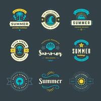 Summer holidays labels and badges retro typography design set. vector