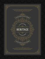 Vintage ornament greeting card calligraphic ornate swirls and vignettes frame design template vector
