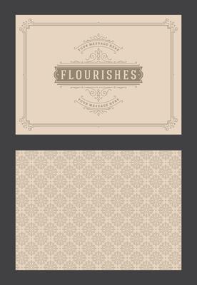 Vintage ornament greeting card calligraphic ornate swirls and vignettes frame design template
