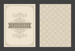 Vintage ornament greeting card calligraphic ornate swirls and vignettes frame design template vector