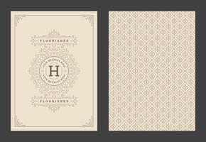 Vintage ornament greeting card calligraphic ornate swirls and vignettes frame design template vector